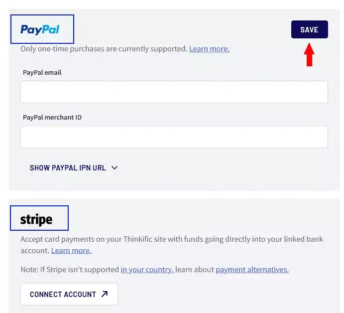 Payment Gateway Options on Thinkific
